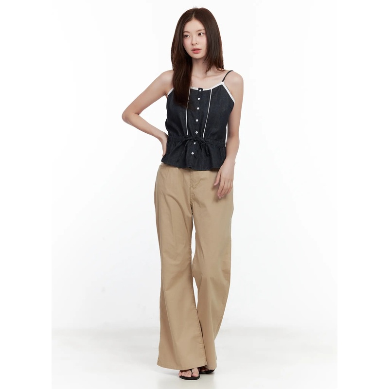 Beige Loose Flared Pants CL502 Beige S