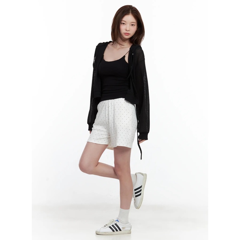 Comfy Polka Dot Sweatshorts CL502 White S/M