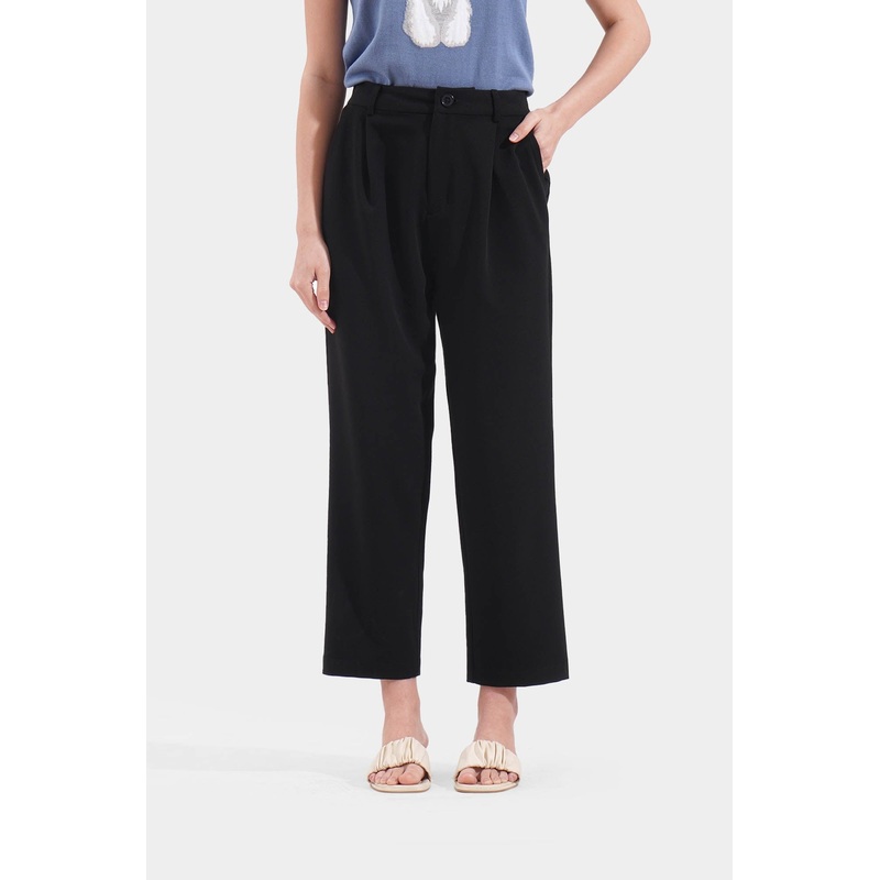 Cozy: Twill Tapered Trousers Black Extra Small