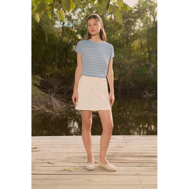 Denim Mini Skirt Off White Extra Small