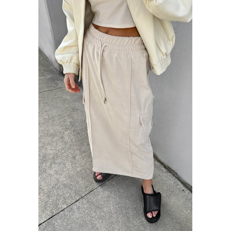MIDI CORDUROY CARGO SKIRT Sandshell Extra Small