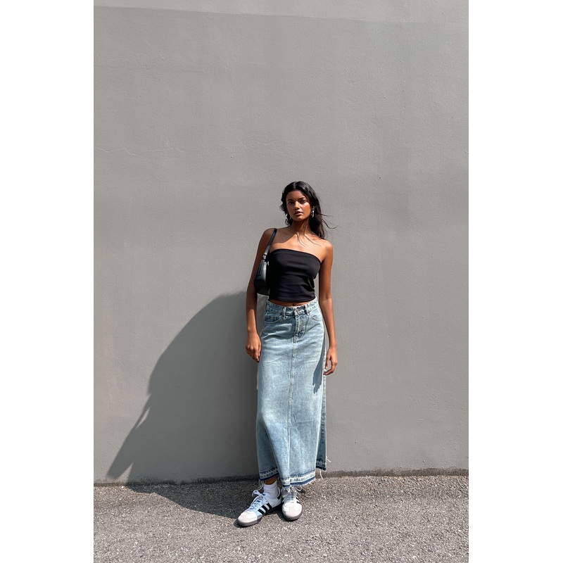 MIDI JEAN SKIRT Medium Wash 26