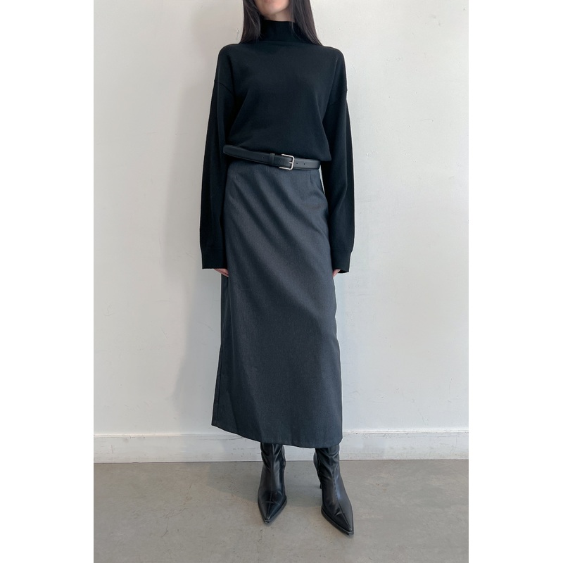 MIDI SKIRT WITH BACK SLIT Charcoal Small