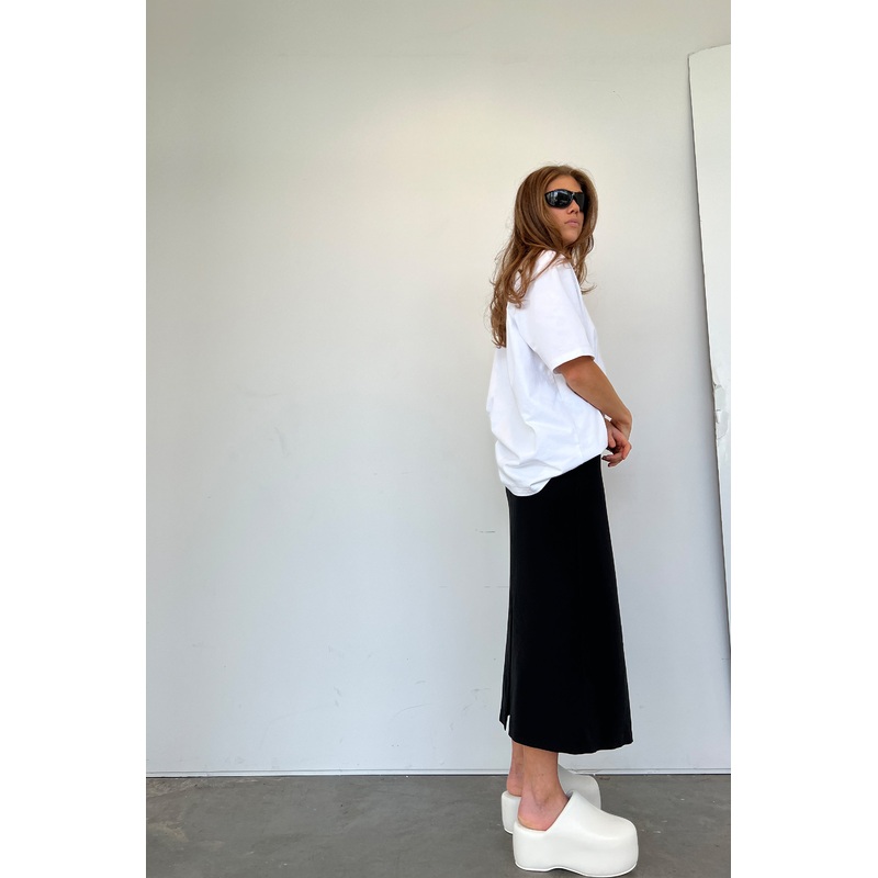 MIDI SKIRT WITH FRONT PLEAT Black Extra Small