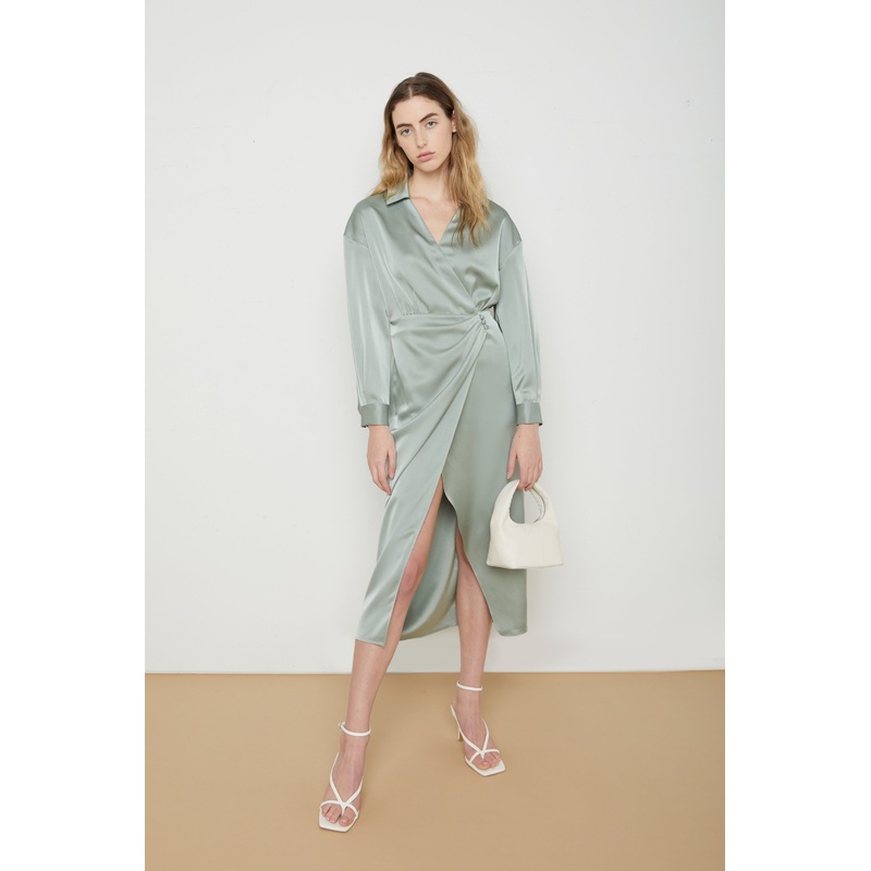 MIDI WRAP DRESS Champagne Small