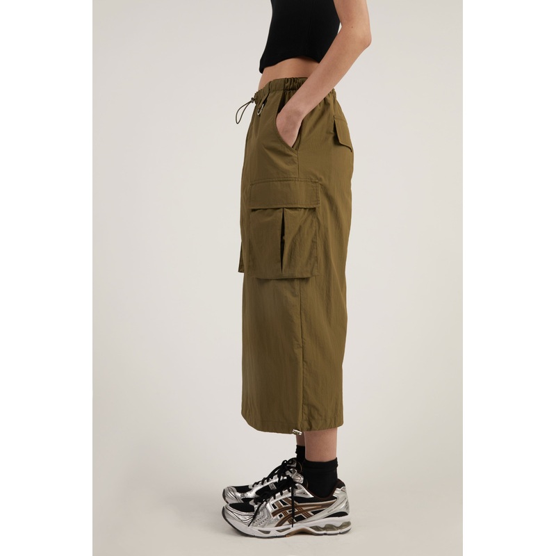 NYLON MAXI CARGO SKIRT Burnt Olive Extra Extra Small Extra Small