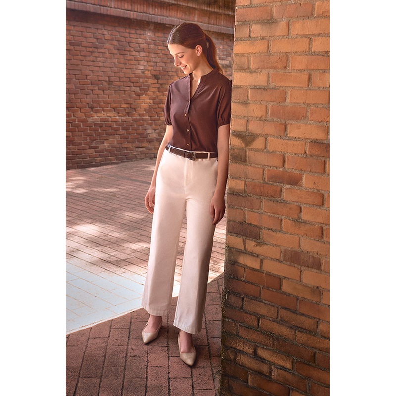 Straight Leg Linen Trousers Off White Extra Small