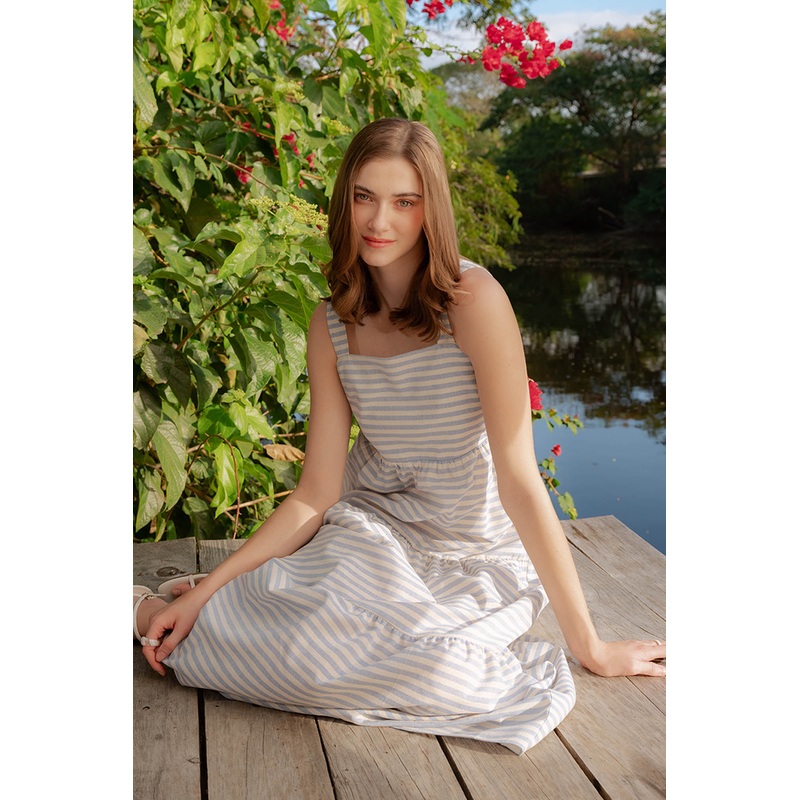 Tiered Midi Dress Multi-Color Combination Extra Small