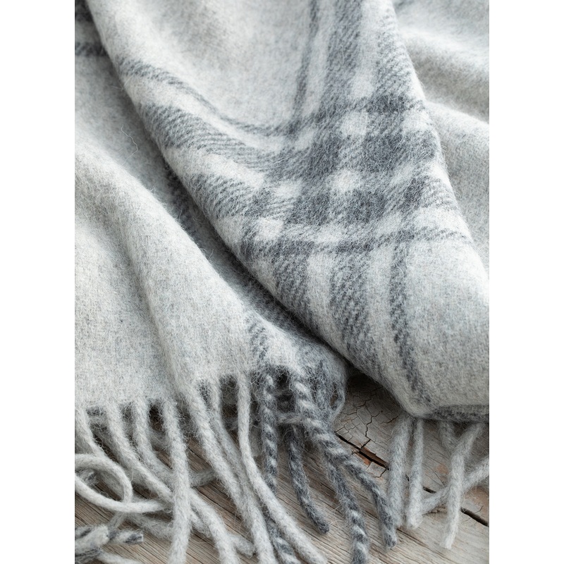 Tonal Plaid Blanket Light Pewter