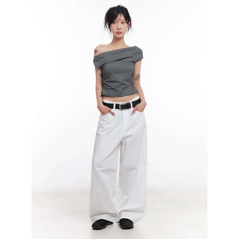 Cotton Wide-Leg Pants  IC503 White S