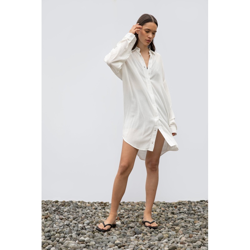 CRINKLED MID-LENGTH SHIRT Cream XS-S