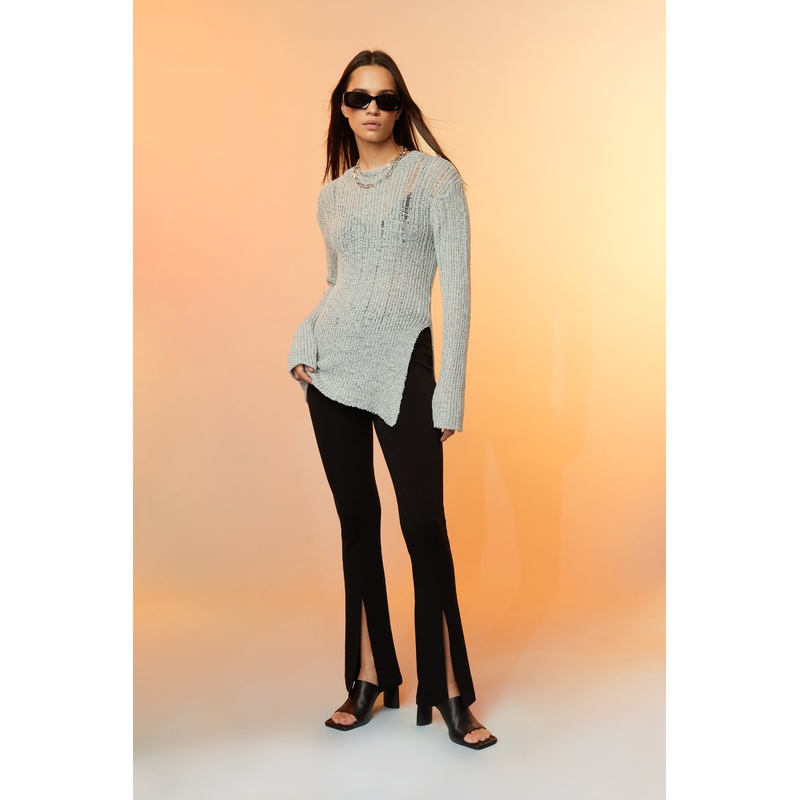 MESH KNIT SWEATER Cloud Blue Small