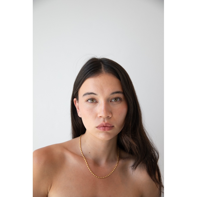 METAL BEAD NECKLACE Gold One Size