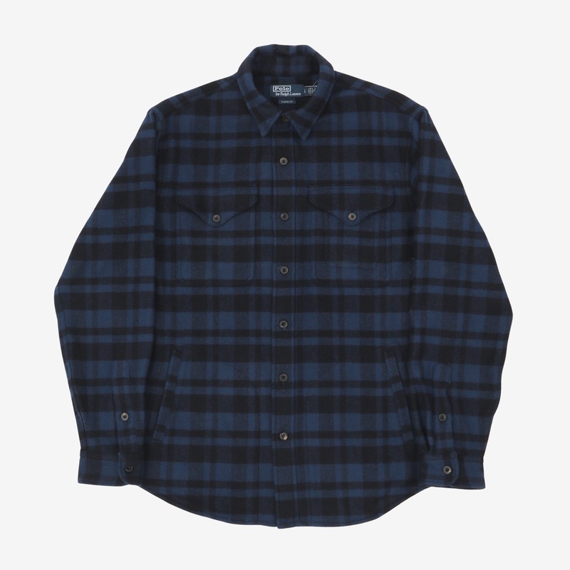 Plaid Overshirt L Navy