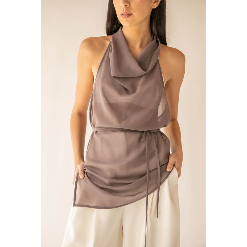 SHEER HALTER TOP Sparrow Extra Small