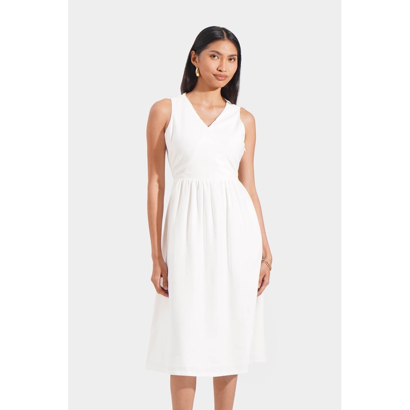 Sleeveless Wrap Midi Dress Off White Extra Small