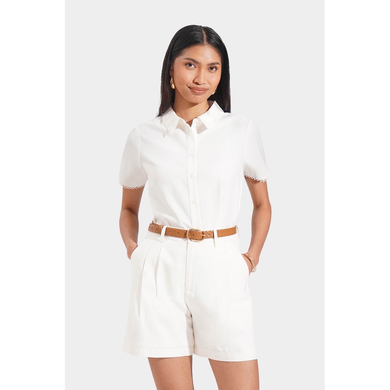 Trim Detail Shirt Off White Extra Small