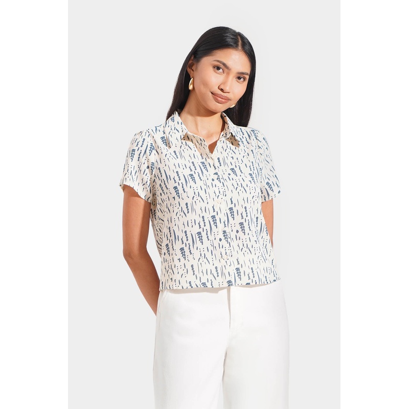 All Over Print Button Bown Shirt Multi-Color Combination Extra Small