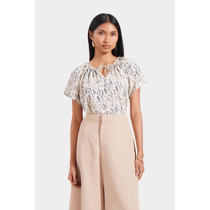 All Over Print Tie Up Blouse Multi-Color Combination Extra Small