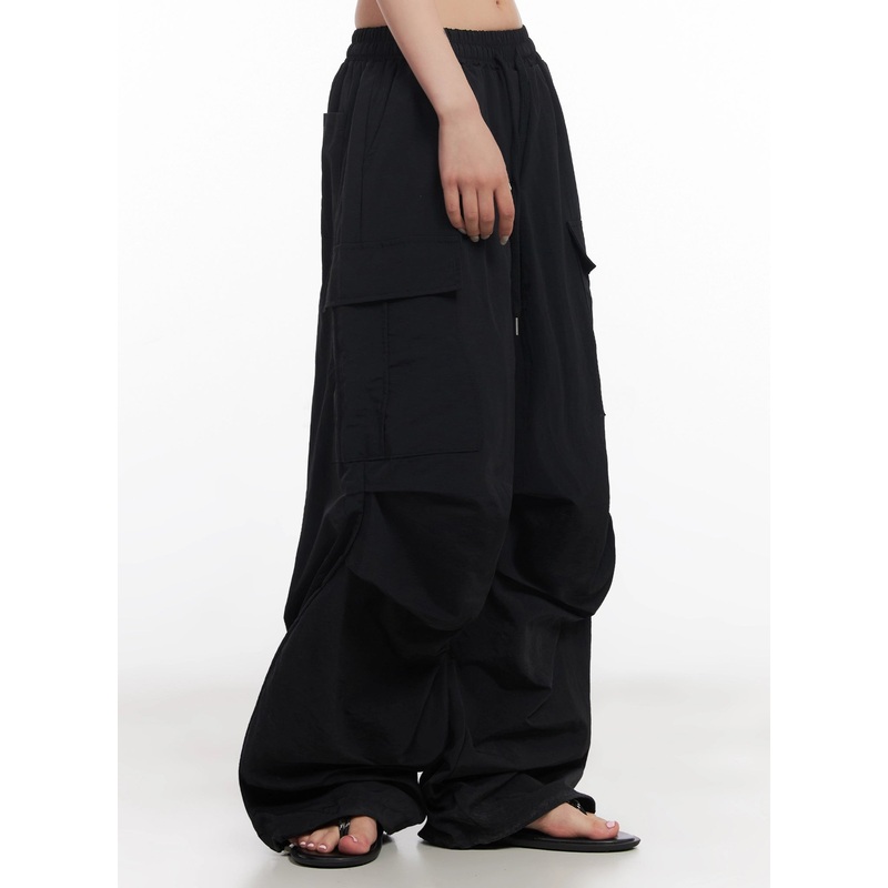 Black Utility Wide-Fit Cargo Pants IC503 Black M/L