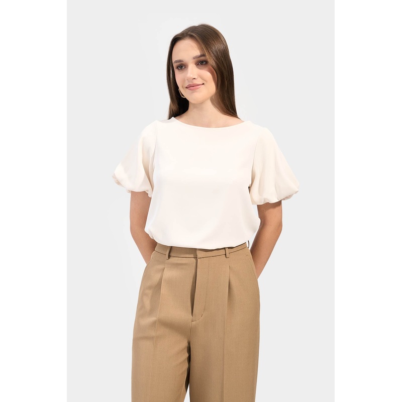 Bubble Sleeves Top Off White Extra Small