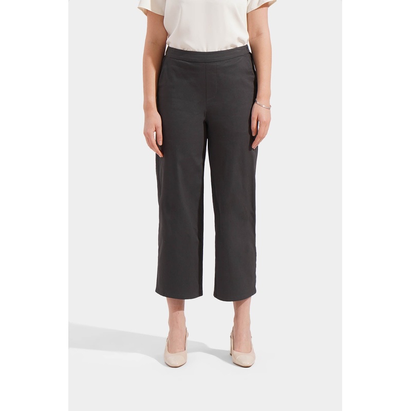 Cozy: Pull Up Straight Leg Trousers Dark Gray Extra Small