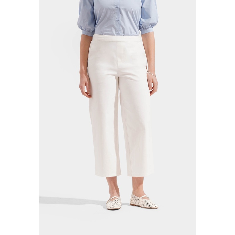 Cozy: Pull Up Straight Leg Trousers Off White Extra Small