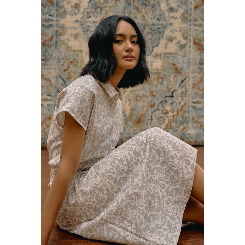 Floral Midi Skirt Stone Extra Small