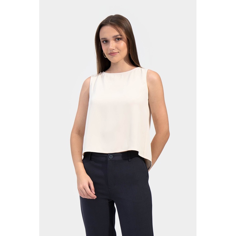 High Low Sleeveless Top Off White Extra Small
