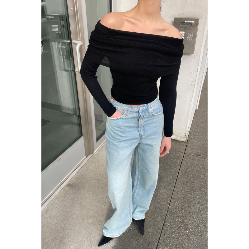 LONG SLEEVE OFF THE SHOULDER TOP Black Small