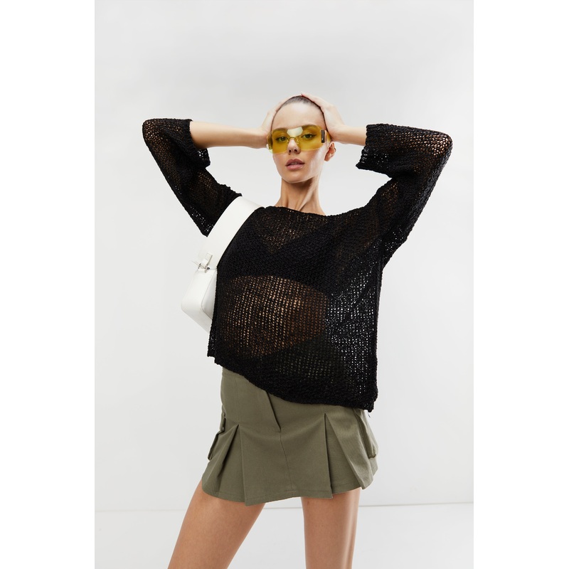 LOOSE KNIT SWEATER Black Small