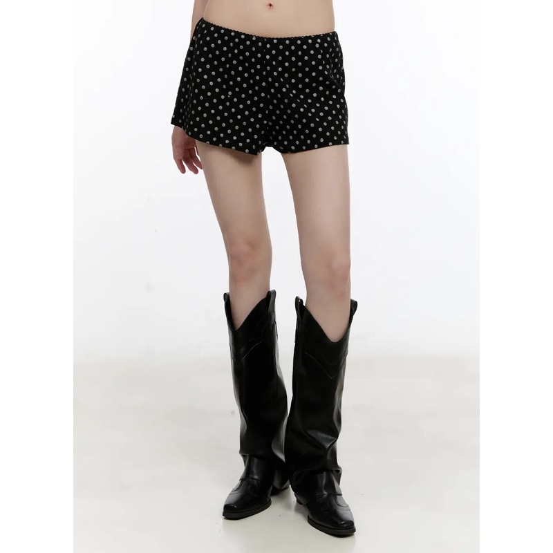 Polka Dot Ruffle Detail Shorts CL504 Black S/M