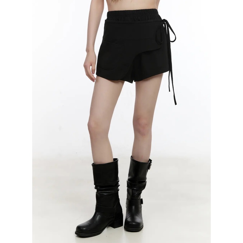 Ribbon-Tie Wrap Skort CL504 Black S/M