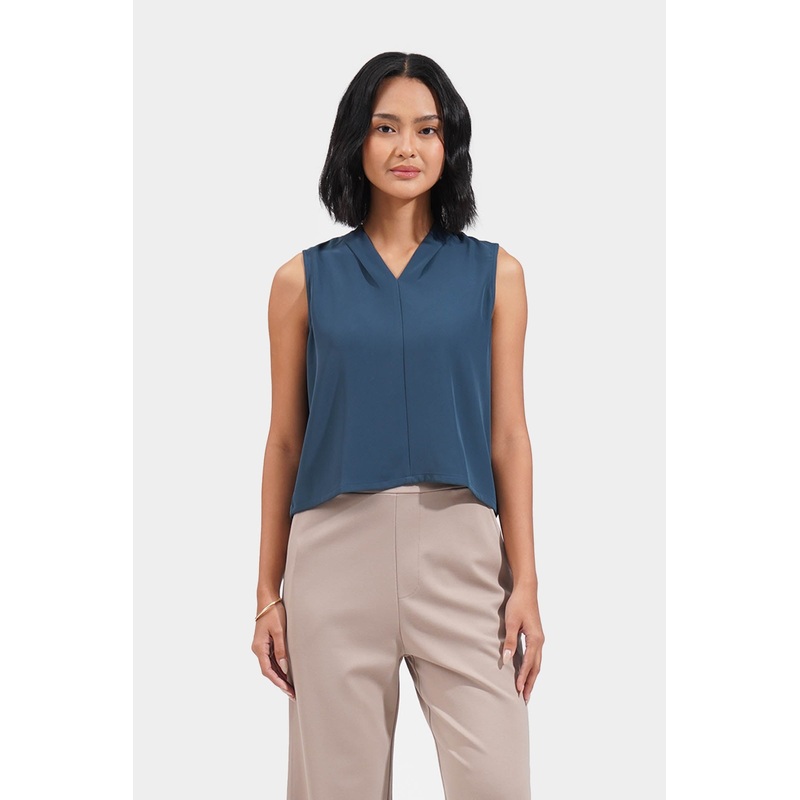 Sleeveless V-Neck Blouse Deep Teal Extra Small