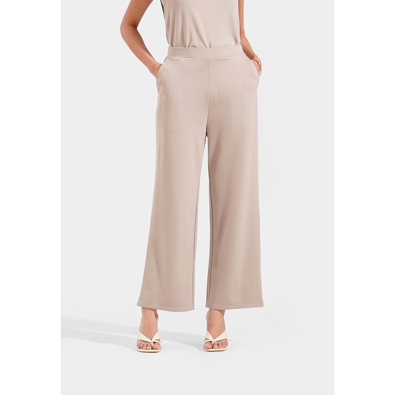 Straight Leg Knit Trousers Stone Extra Small