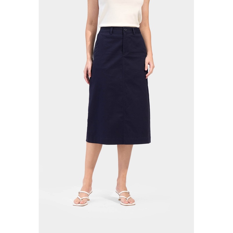 Straight Midi Skirt Navy Blue Extra Small