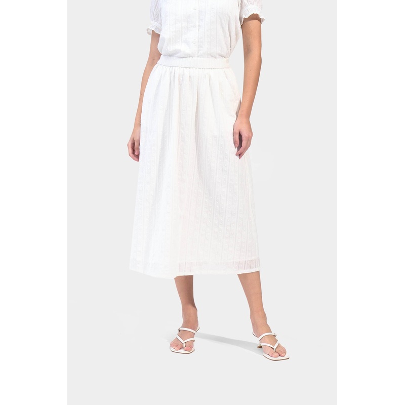 Textured Dobby Skirt Off White Extra Small