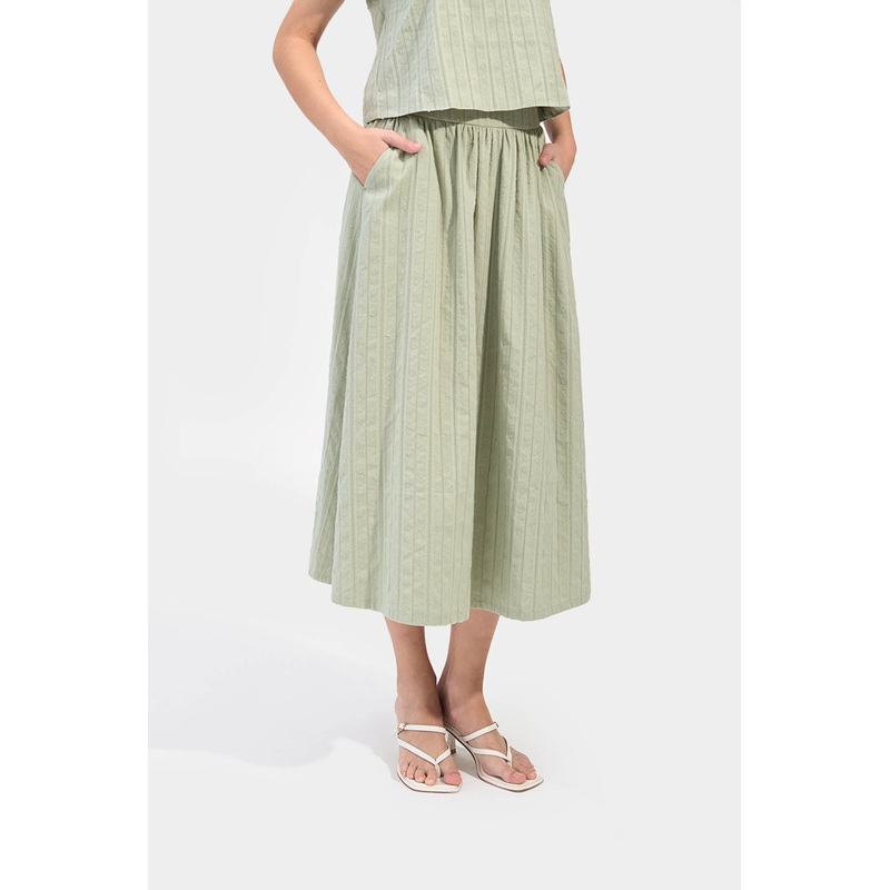 Textured Dobby Skirt Sage Green Extra Small