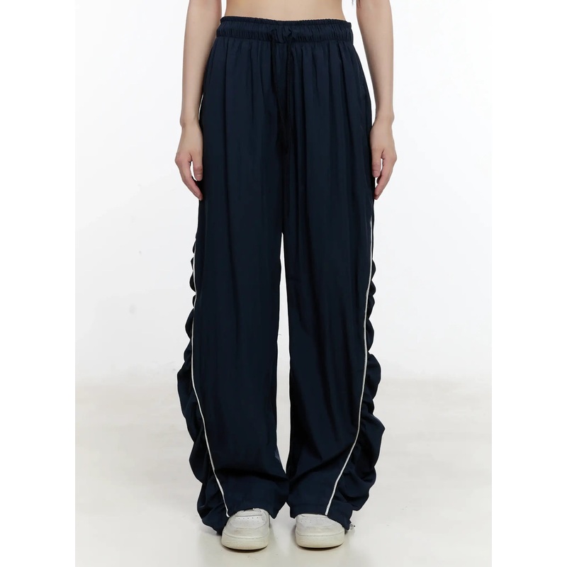 Wide-Leg Shirred Training Pants CL504 Dark blue S/M