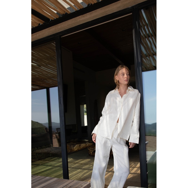 100% LINEN SHIRT Cream Double Extra Small