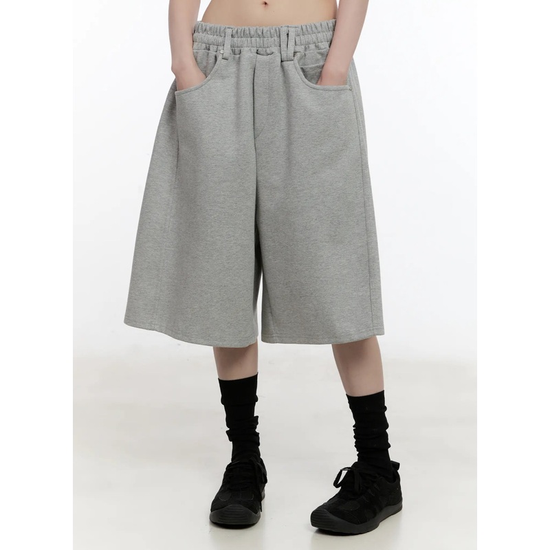 Comfy Belted Jogger Sweatshorts CL507 Gray M/L