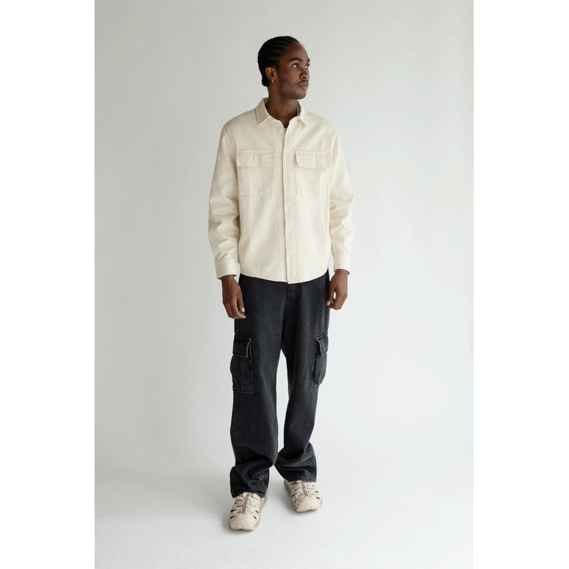 COTTON TWILL SHIRT Oatmeal Extra Small