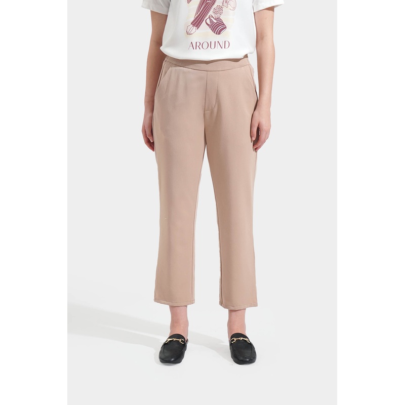Cozy: Tapered Trousers Beige Extra Small