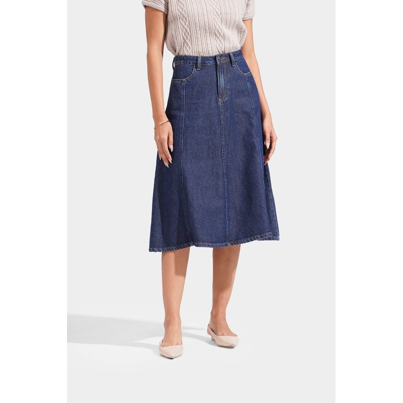 Denim Panel Skirt Dark Denim Extra Small
