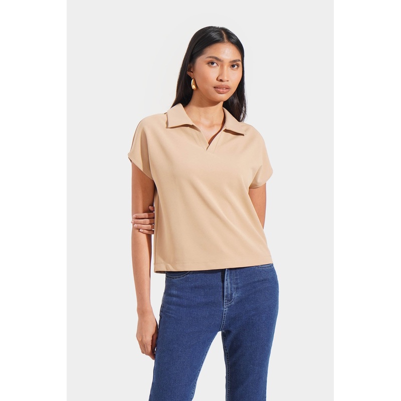 Extended Sleeves with Half Placket Tan Extra Small