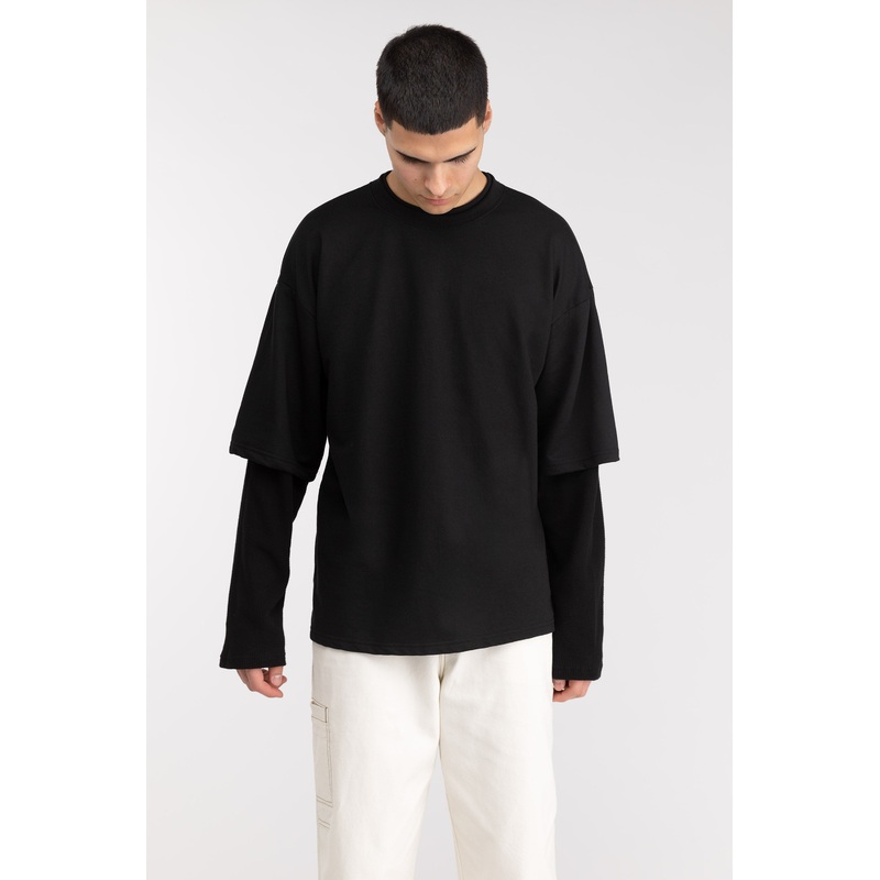 LAYERED CREWNECK Black Small