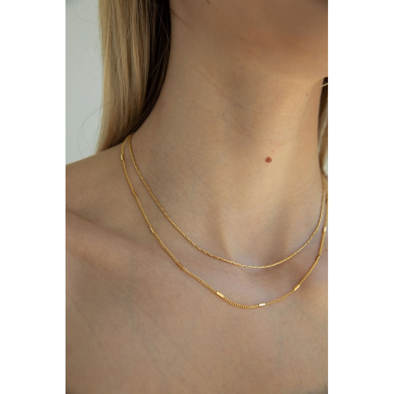 LAYERED DAINTY CHAINS Gold One Size