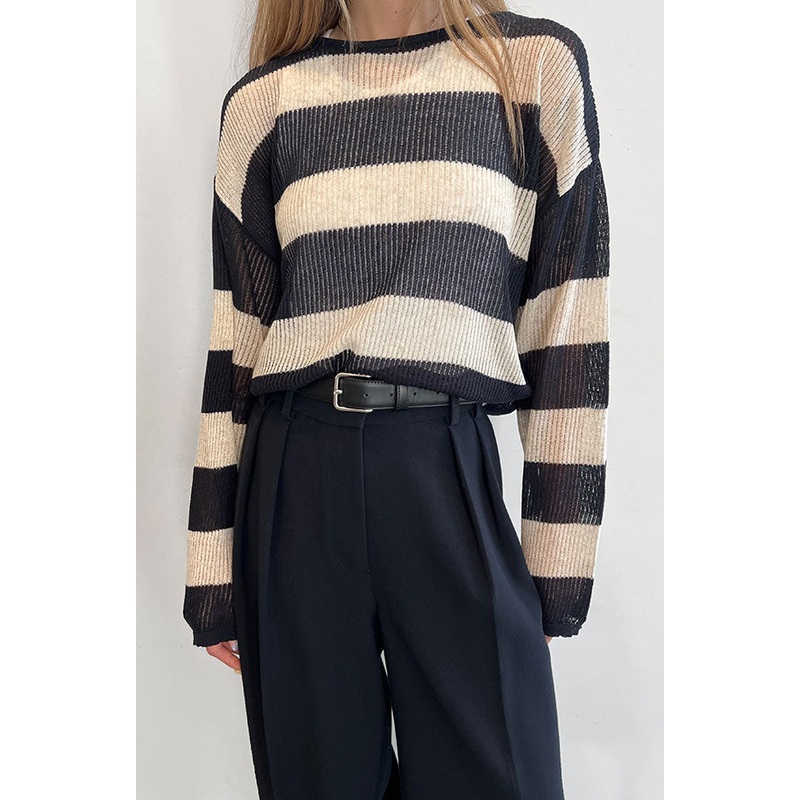 LIGHT SWEATER WITH STRIPES Black stripe Small
