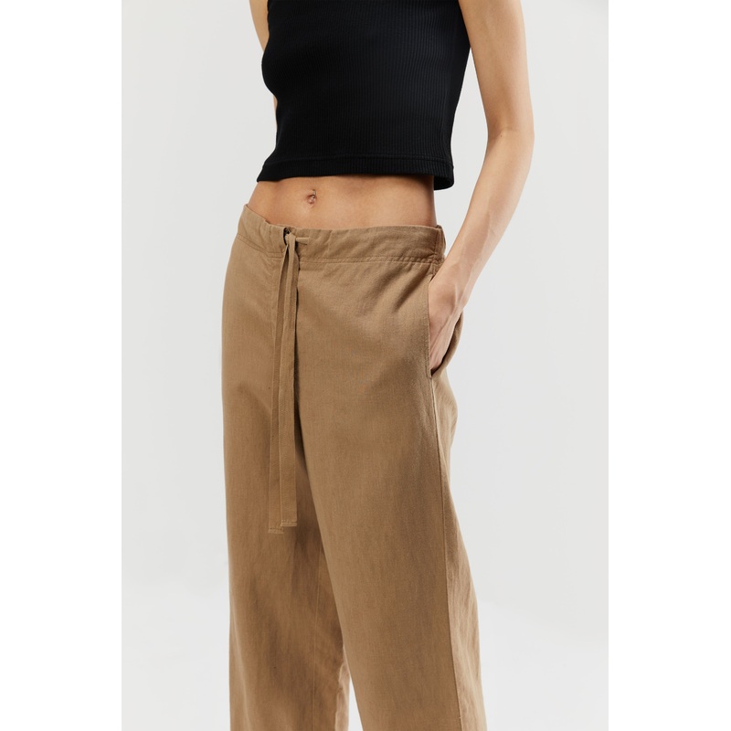 LINEN BLEND PANT LEAD GRAY Extra Small
