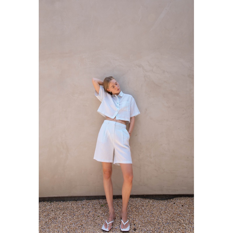 LINEN BLEND SHORT Illusion Blue 0